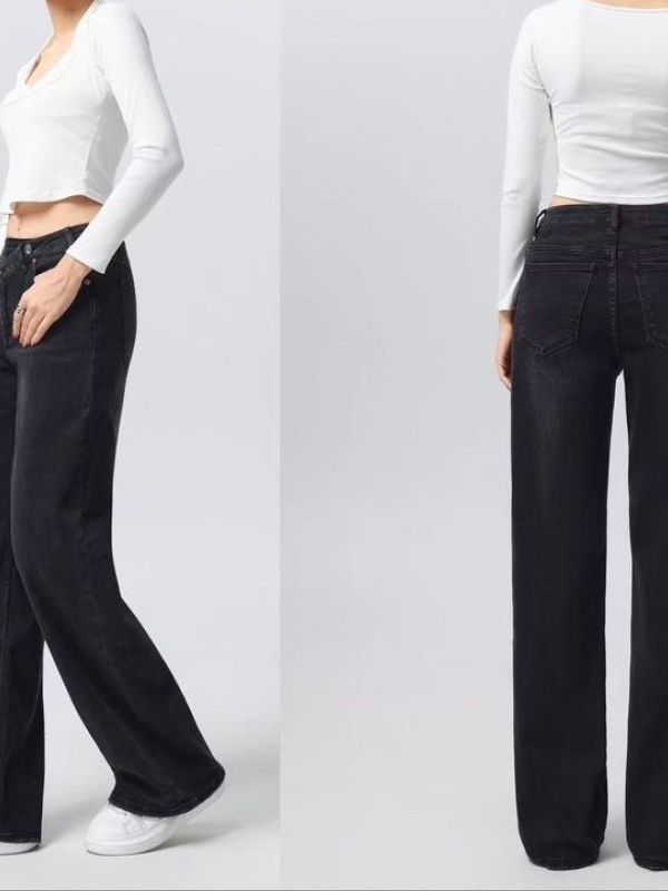 Τζιν Ψηλόμεσο Ελαστικό με Πλάγιο Κούμπωμα