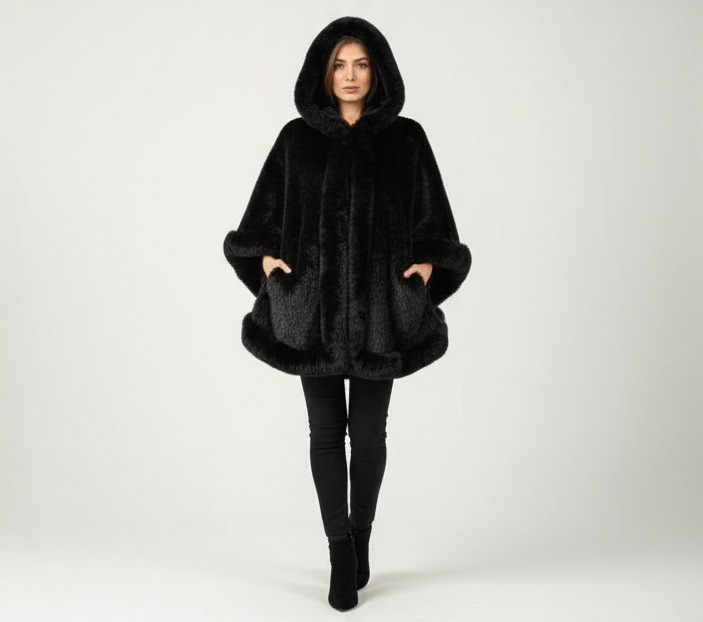 Γούνινη κάππα με κουκούλα - Image 3