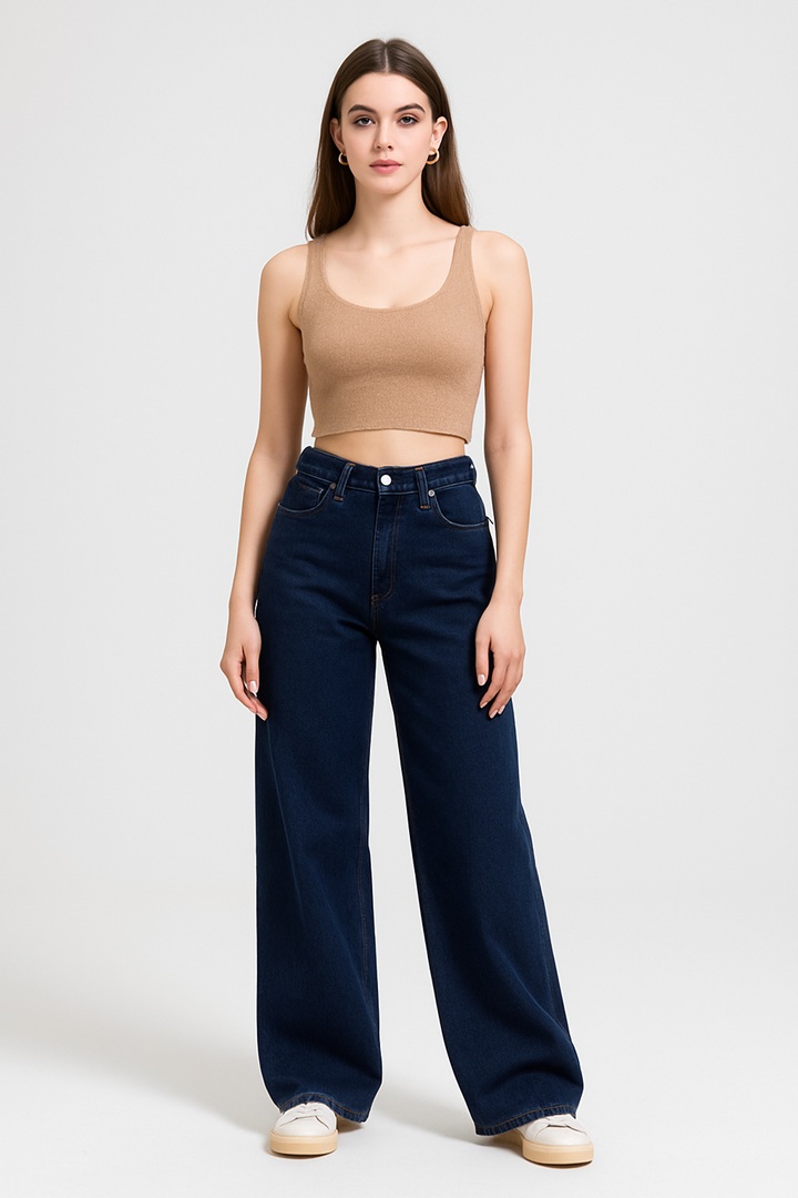 Γυναικείο ψηλόμεσο τζιν παντελόνι φαρδύ ποδι Big Wide