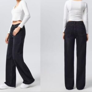 γυναικείο τζιν ψηλόμεσο τζιν πλάγιο κούμπωμα τζιν