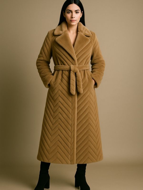 Γούνα μακριά με ανάγλυφες λεπτομέρειες